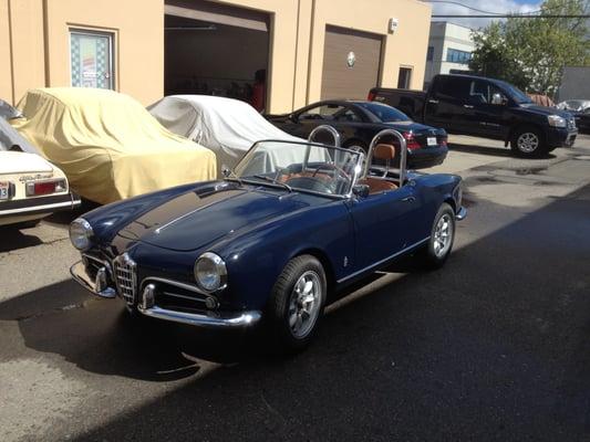 1959 Alfa Spider we built for a customer in 2013. Nice fast car with a 2.0 liter motor in it.  He wanted the roll bars, he's a tall guy....