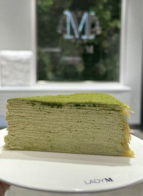 A slice of green tea cake