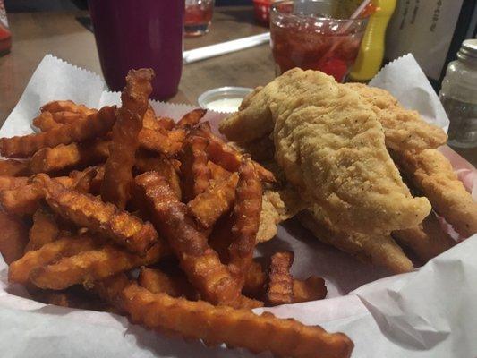 Chicken strips & sweet potato fries