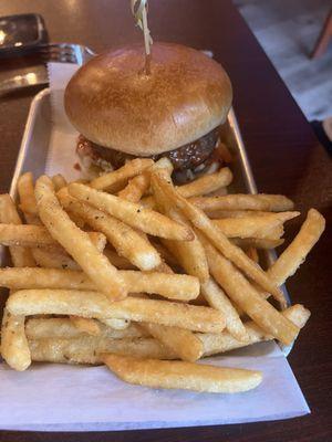 Southwest burger with fries