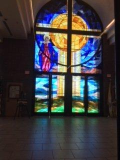 Stained glass at Our Lady of the Lake