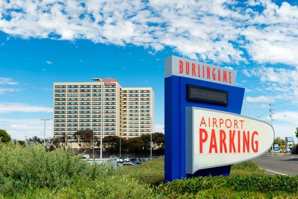 Park near SFO at Burlingame Airport Parking, located on Airport Boulevard, just off Highway 101, Free 24-hour Shuttle Service