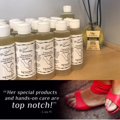 No more dry feet... Call & order Ms. Glen's Therapeutic Hand & Foot Oil...