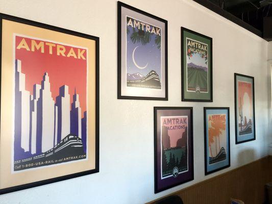 Travel posters displayed inside the depot