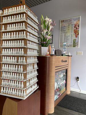 Front desk and menu