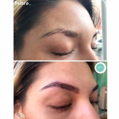 Before and after microblading treatment