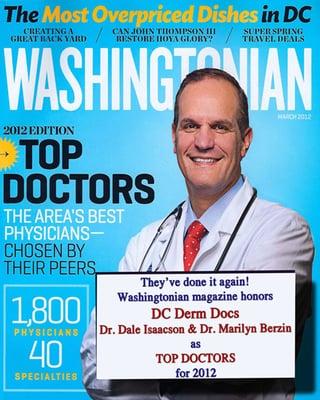 Dr. Dale Isaacson and Dr. Marilyn Berzin are named part of Washingtonian's Top Doctors List 2012