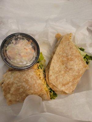 Cajun chicken Ceasar wrap with slaw... great!