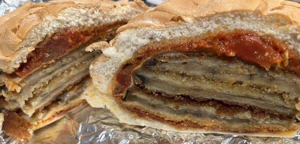 Big D Eggplant Parmigiana sandwich