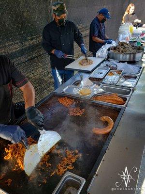 Wide assortment of meats. Only downside is no carnitas but the pastor makes up for it. These guys work their ass off.