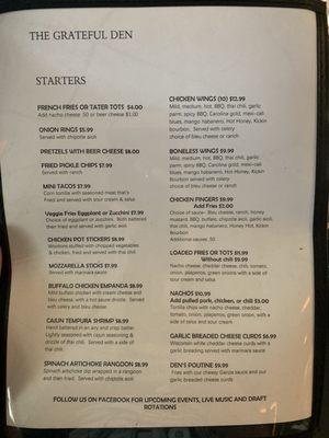 Starter menu