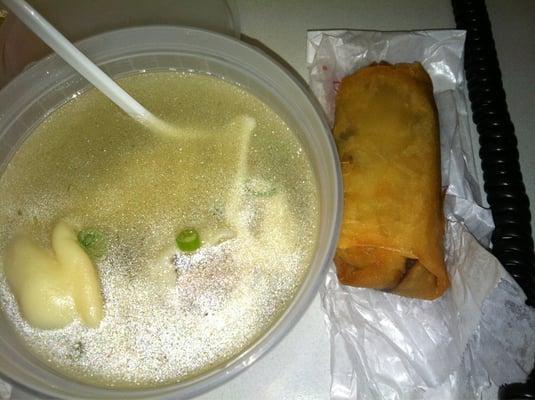 Wonton soup & spring roll!