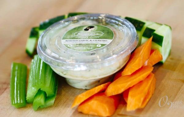 Locally made HUMMUS with fresh veggies! YUM