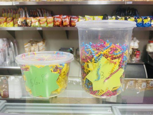 Prices for ice cream by the canister: $6.99 for 16 ounces and $13.99 for 32 ounces