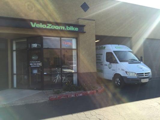 Storefront view of VeloZoom's shop in Gilbert, AZ