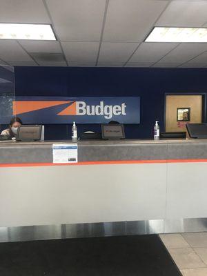 Budget is not on the airport property but they do have a van that will take you to their location.