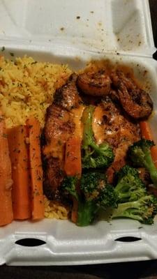 Tilapia Shrimp Rice and veggies......it was all kinds of yummy