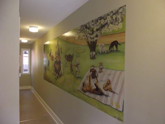 dog mural created for laundry room