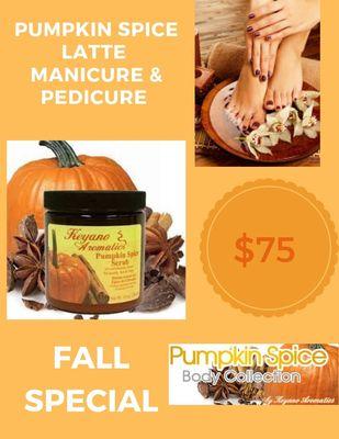 Enjoy the sensory delights of fall with Pura Vida!  Our fall manicure & pedicure special is $75 for a limited time.