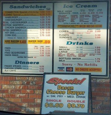 Drive thru menu