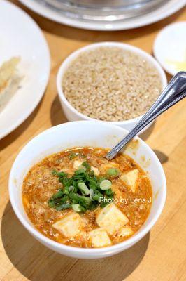 Mapo Tofu with Crab ($11.75 lunch portion) - silky tofu, crab, garlic, ginger, green onions. Good!