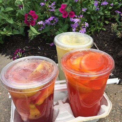 Fresh squeezed lemonade flavored with farm fruit - blueberry, strawberry and regular.