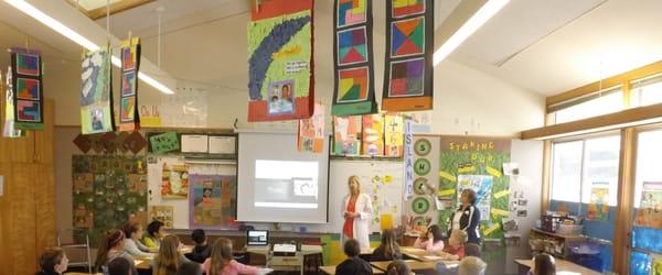 Dr. Szyperski enjoys visiting elementary classrooms and schools in Petaluma to teach students about the importance of dental hygiene.