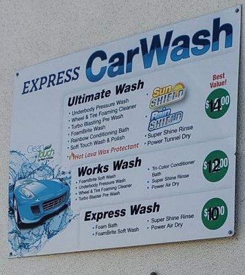 Car Wash Prices at of June 8, 2021