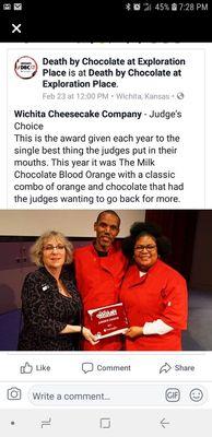 Death by Chocolate Judges Choice award winner 2019