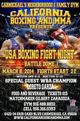 California Boxing and MMA Presents: USA Boxing Fight Night - Battle Dome I, March 8, 2014, 2:00 p.m.