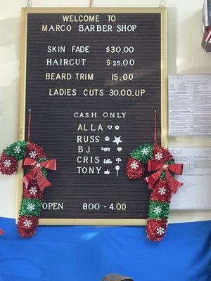 The price list