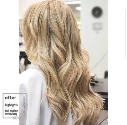 Fusion hair extensions by Amy