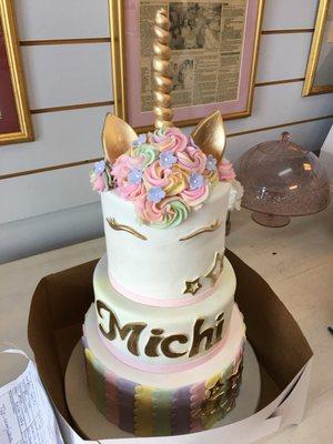 Unicorn 3 tier cake $360.00