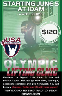 Olympic Lifting Clinic starts 6.5.21