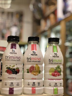 We carry a variety of new products and healthy alternatives like Trimino Protein Infused Water!