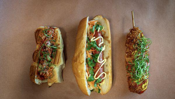 Kimchi Hotdog, Hot Dog Banh Mi, Korean Cornflake Dog