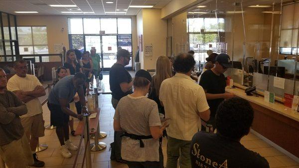 The huge yet often recurring line at your favorite Wells Fargo!