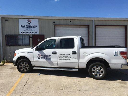 All American Tile and Remodeling truck in front of office