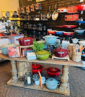 LeCreuset, Lodge, Swiss Diamond, Hestan, Chantal, and Green Pan are all stocked at Wild Goose.