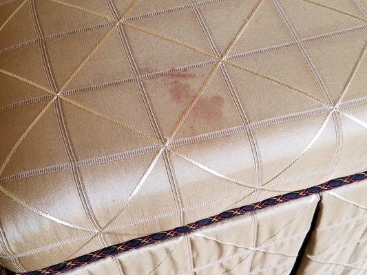 Red stain ( before ) on upholstered dining room chair Scripps Ranch, San Diego CA.