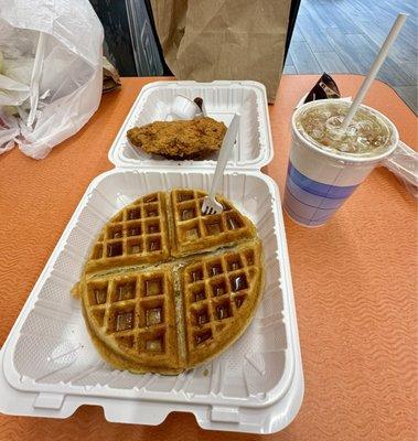 The Rev. Al Sharpton. $32 for a waffle, chicken breast, wing, and juice. Ima definately only visit the uptown location from now on