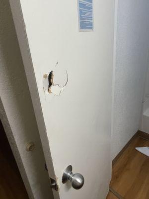 Hole someone punched in door