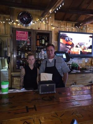 Tom the owner and Kelsey our awesome server! Come on by and say, "Hi!".