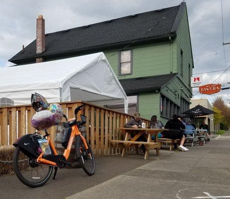 Celebrate good times on the patio under the covering.  It has heaters.