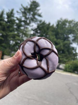 Vegan lavender chocolate donut deliciousness