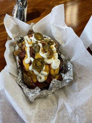 This stuff baked potato was to die for. Honestly, everything there has a great flavor, the nachos, the brisket, the meatloaf and