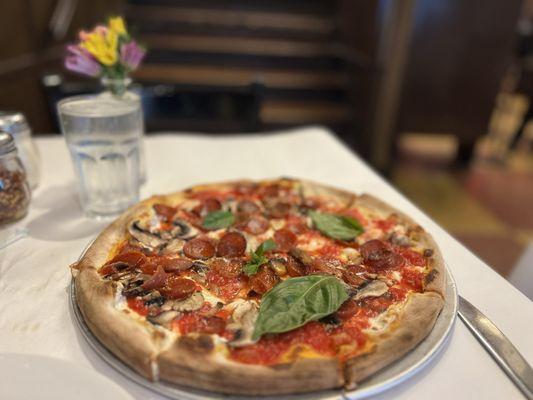 Pepperoni and mushroom pie. Delicious.