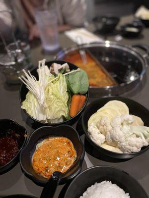 mixed vegetable bowl + greens bowl