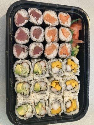 Rolls - tuna, smoked salmon, California, shrimp mango. Smoked salmon was the best.