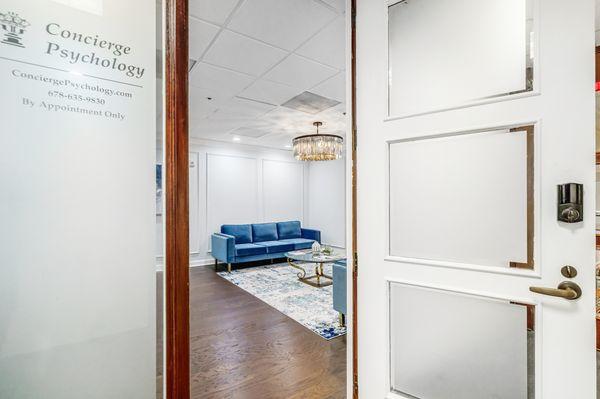 Concierge Psychology's private, clients-only waiting room.